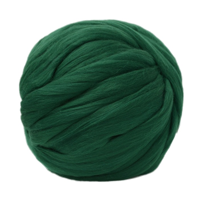 Fir Gigant pentru Tricotat cu Mana, 100% Lana Merinos, 1 kg, Verde Smarald