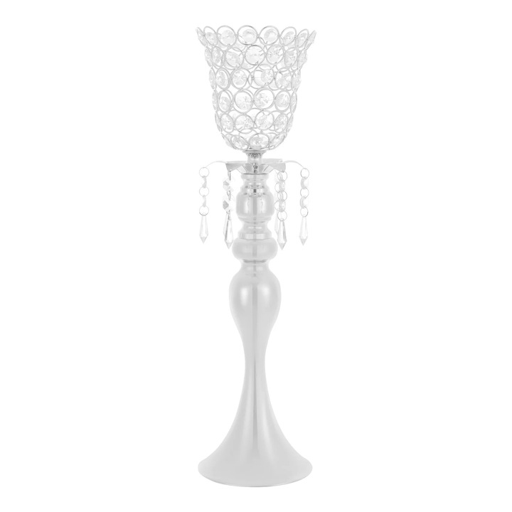 Suport flori, set 6 buc, argintiu, 49 cm înălțime, pentru decor masă