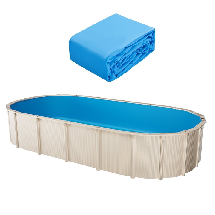 Folie ovala pentru piscina, VEVOR, 22x12.3ft, vinil, rezistent la rupere, pentru piscina cu inaltimea peretelui de 132cm