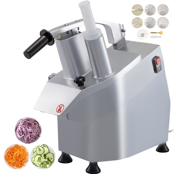 Masina de tocat legume VEVOR JKC-300, 6 discuri de taiere, 550W, inox