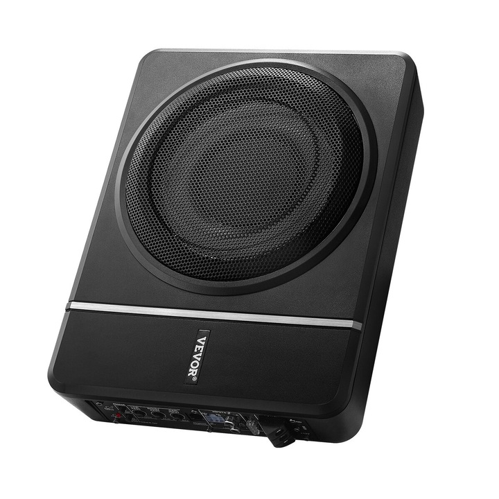 Subwoofer auto 8", VEVOR, 240W, amplificator incorporat, dimensiuni 32x23.5x8cm