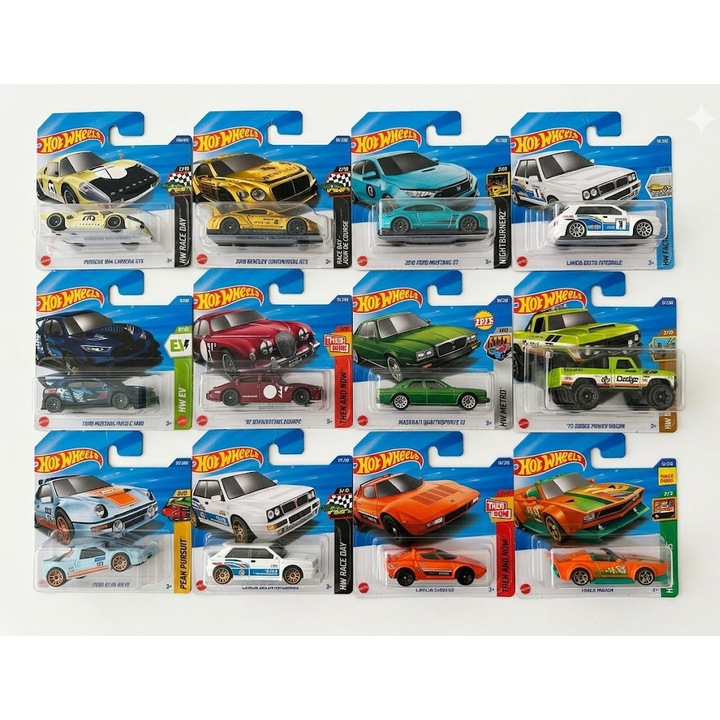 Set 12 Masinute de jucarie HotWheels, Machete Autovehicul, Scara 1:64, Dimesiuni bucata 8x3cm