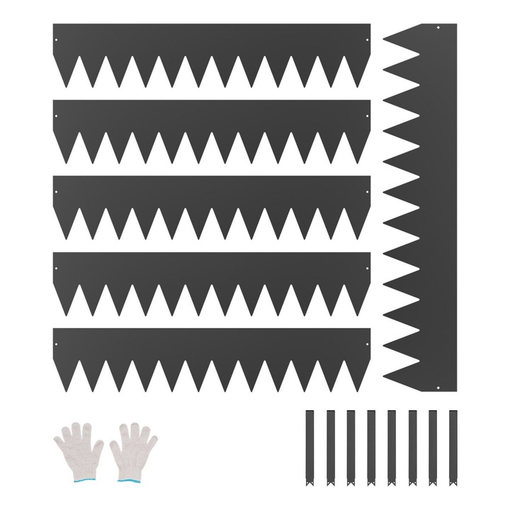 Margine de peisaj din otel, VEVOR, set de 6, 40x8in, rezistent la rugina, negru