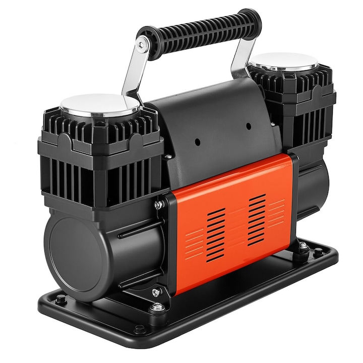 Compresor auto VEVOR, dual-cilindru, 300 L/min, 12V, 150PSI, dimensiuni 365x150x227mm, portabil, cu manometru digital