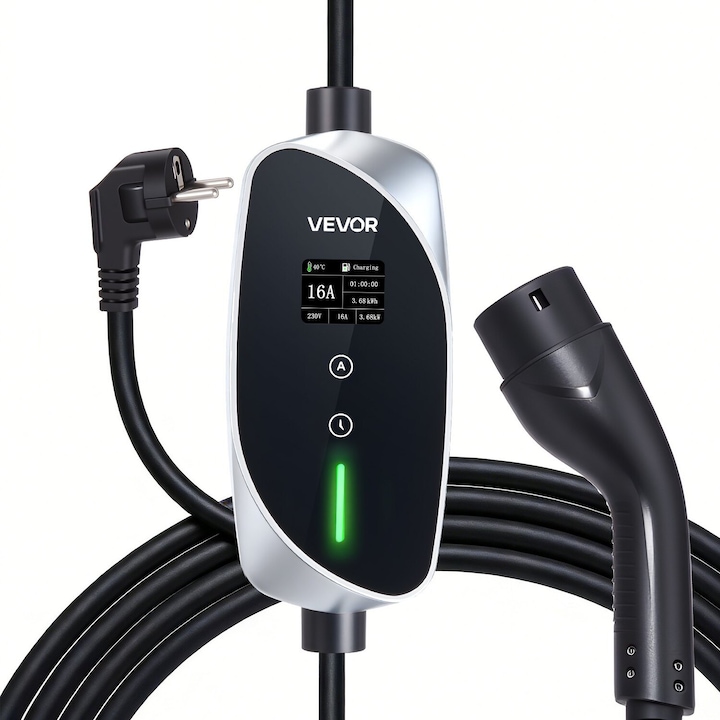 Statie incarcare vehicule electrice VEVOR, 3.6 kW, 16A, Tip 2, cablu de incarcare 6m, IP66