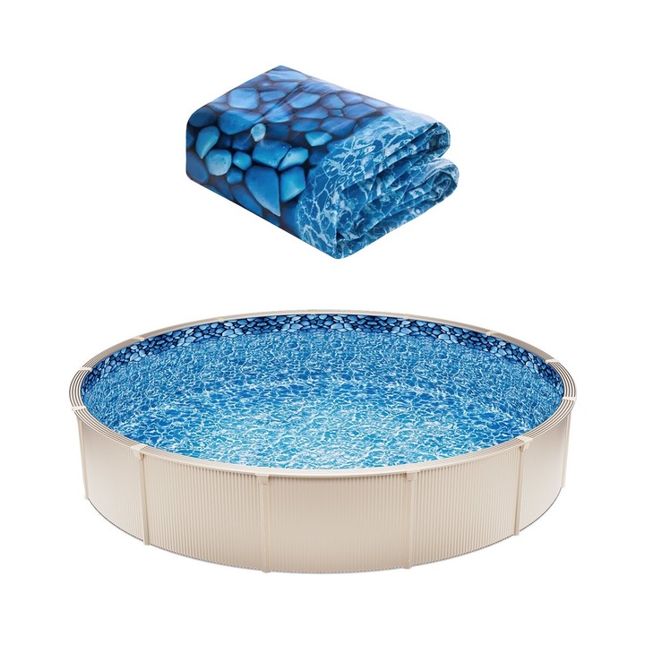 Folie pentru piscina rotunda 33ft, VEVOR, stil Unibead, 52in inaltime perete, material vinil rezistent la rupere