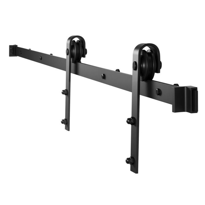 Kit accesorii usa glisanta 6.6FT, VEVOR, capacitate 330 lbs, culoare neagra, dimensiuni 2000x40x6mm