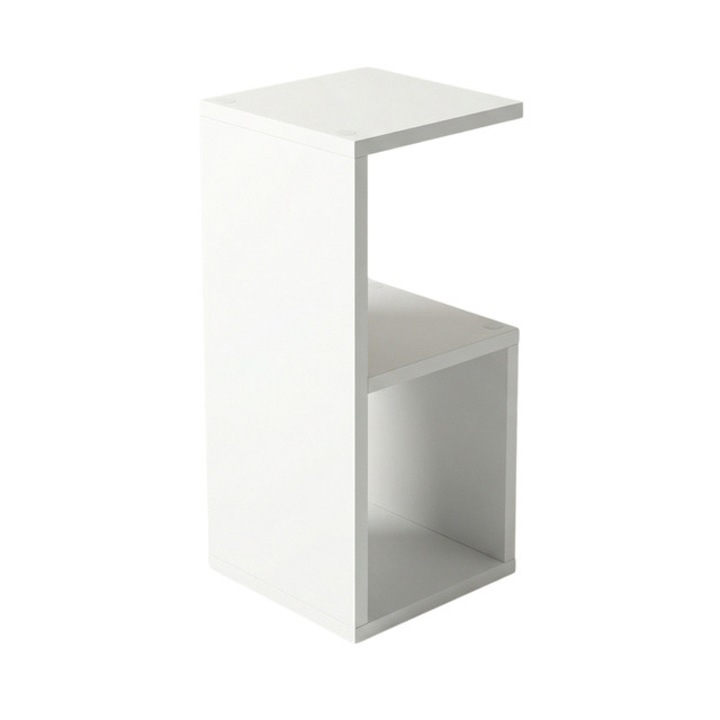 Masa auxiliara EDAXO KODA, alb, 21x21x49cm, rafturi interioare eficiente