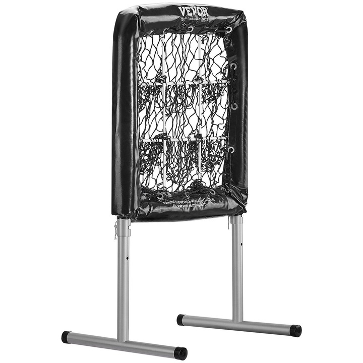 Plasa de baseball cu 9 gauri, VEVOR, 28"x27", ajustabila pe inaltime, suport stabil, culoare neagra, pentru antrenament tineret si adulti