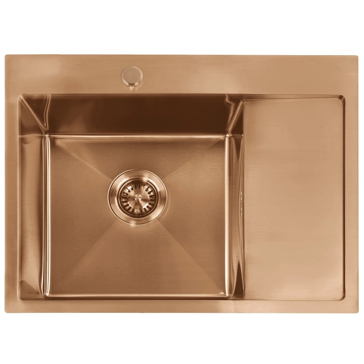 Chiuveta cu robinet Rea, inox AISI 304, cupru periat, 62x48x18, 5cm, set complet