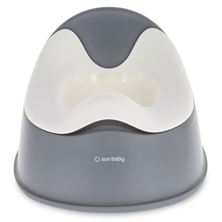 Olita Copii Sun Baby Antiderapanta Cu Recipient Detasabil, Stabila, Ergonomica, Gri Inchis Alb, Sun Baby