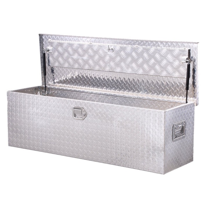 Cutie de scule din aluminiu, VEVOR, 49"x15"x15", argintie, rezistenta la zgarieturi, capacitate 100 kg