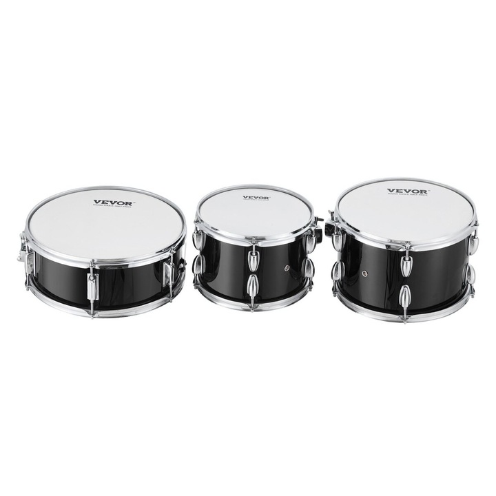 Set 3 tobe de tobe pentru adulti, VEVOR, 22 inchi, negru, include scaun ajustabil, suporturi, pedala hi-hat, bete de tobe