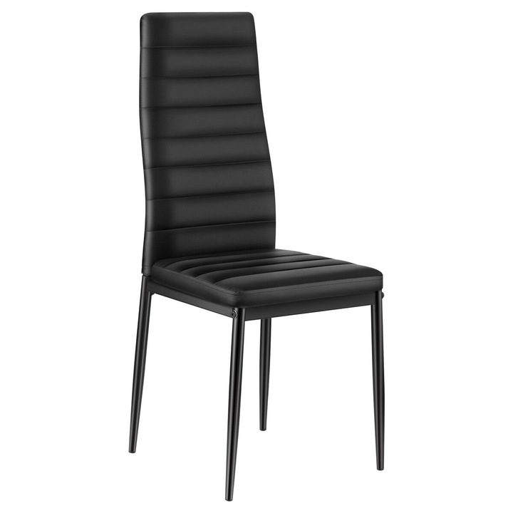 Set de 4 scaune de dining moderne, VEVOR, din piele imbracata, cadru metalic negru, design ergonomic, dimensiuni 18.30x15.94x38.19 in