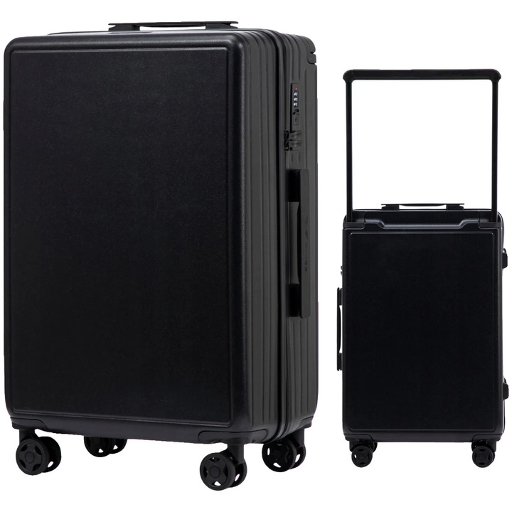 Troler, ABS, roti spinner, rezistent la zgarieturi, negru, 66.5x43x25.5cm