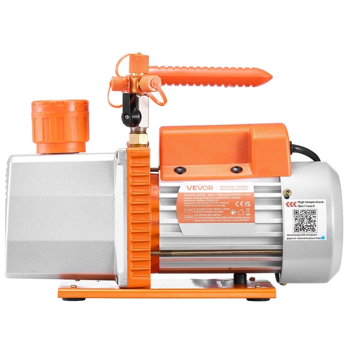 Pompa de vid AC VEVOR, set manometru, 7 CFM, 198 L/min, pentru R134a R22 R410a, cu detector de scurgeri, design T, usor de transportat