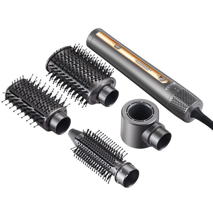 Perie de uscare si coafare VEVOR 4-in-1, 1600W, 3 perii, 1 duza, 12.99x2.05 in, negru