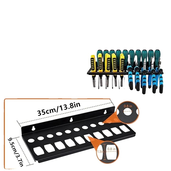 Organizator unelte, suport pentru clesti, constructie durabila, dimensiuni standard, montare pe perete