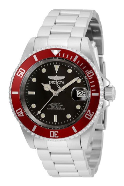 Invicta, Ceas rotund automatic din otel inoxidabil Pro Diver, Argintiu deschis