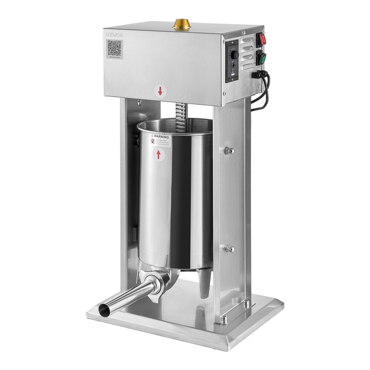 VEVOR elektromos kolbásztöltő, 25 LBS / 12 L, rozsdamentes acél, fokozatmentes sebességszabályozással, 4 töltőcsővel, kereskedelmi és otthoni használatra