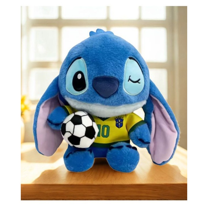 Jucarie de Plus cu Minge de Fotbal, 23 cm, Model Brazilia, Personaj Adorabil, Cadou pentru Copii