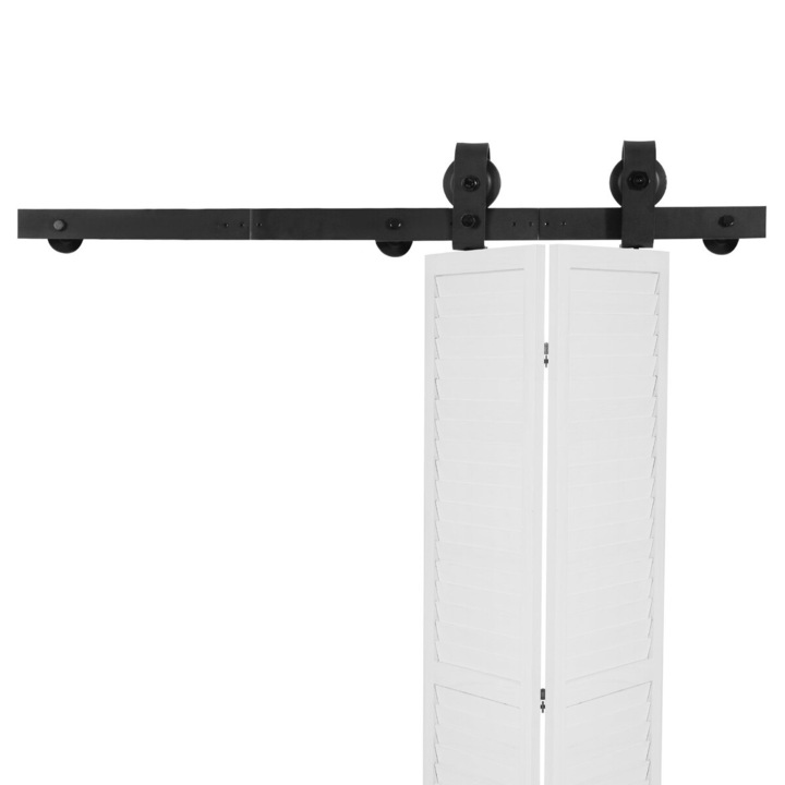 Kit de accesorii pentru usi glisante, VEVOR, 36", capacitate 150 kg, culoare neagra, dimensiuni 914x40x6 mm, set pentru doua usi de 16".