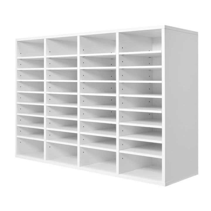 Organizator literatura din lemn, VEVOR, 36 compartimente, alb, 39.3x12.0x26.8 in