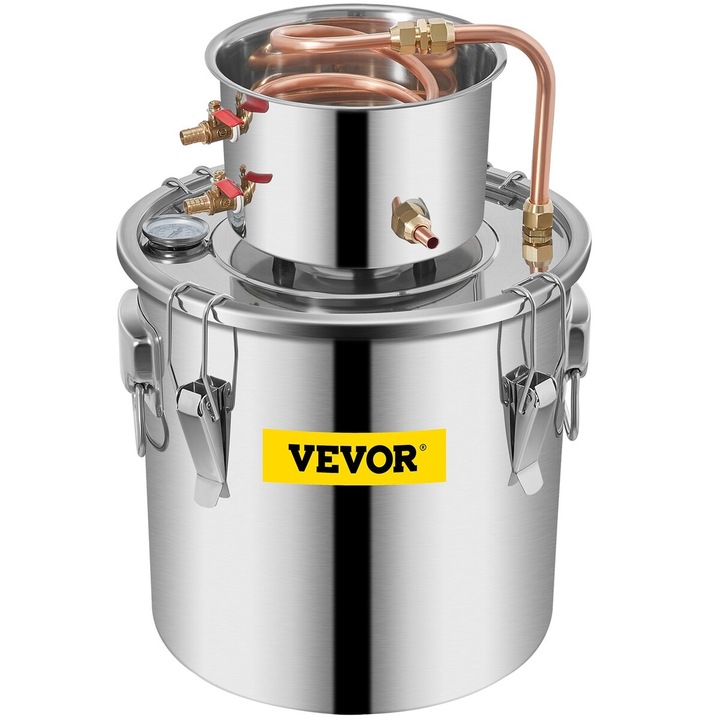 Distilator apa 3 Gal, VEVOR, inox, capacitate mare, cu termometru, 25x25cm