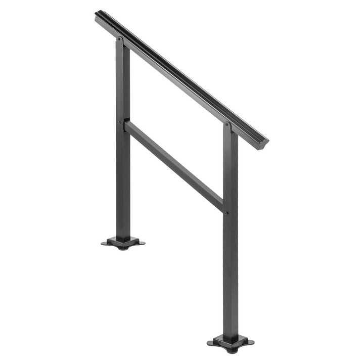 Balustrada exterioara VEVOR, aluminiu, 2-3 trepte, capacitate 75 kg, 91x89.5 cm, culoare neagra