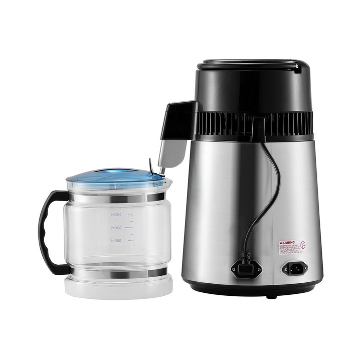 Purificator apa 4L VEVOR din otel inoxidabil, capacitate 1.05 GAL, material sticla borosilicata