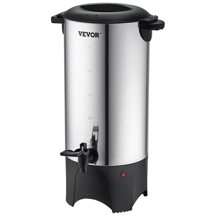 Urna de cafea comerciala VEVOR, 50 cesti, 7.4L, inox, 1000W, 26x25x45.5cm