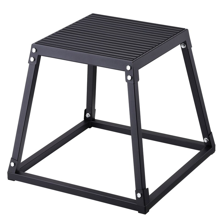 Cutie de salt plyometrica, VEVOR, 18 inch, neagra, 513x513x458mm, capacitate 227 kg