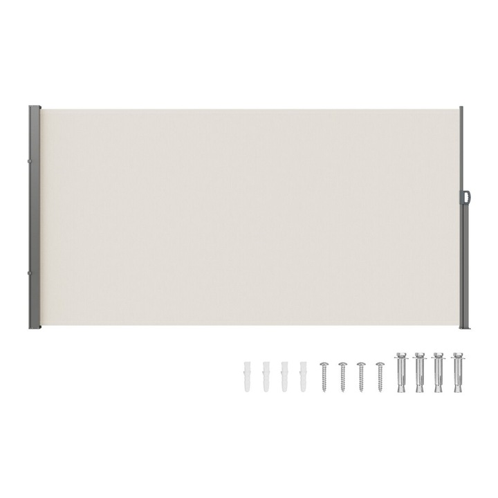 Awning retractabil, VEVOR, 180x350cm, poliester impermeabil, culoare bej