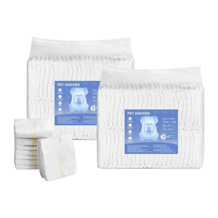 Pantaloni absorbanti pentru caini, VEVOR, M, 96 bucati (set), 21.26x13.78 in, impermeabili, indicator umiditate
