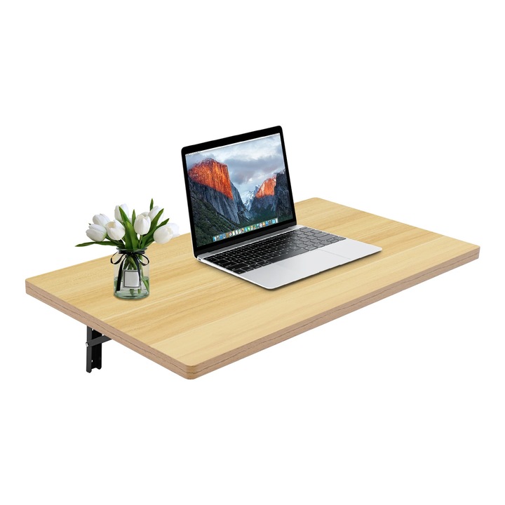 Masa rabatabilă de perete, dreptunghiulară, finisaj lemn, 81x45.5cm, capacitate 250kg