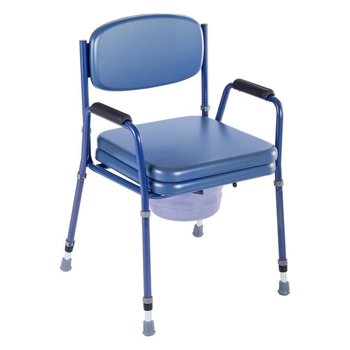 Scaun de toaleta portabil 3 in 1 VEVOR, capacitate 181 kg, inaltime ajustabila, 530-550x565x815-915 mm