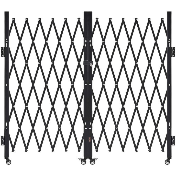 Poarta de securitate pliabila dubla VEVOR, cu roti pivotante, 320x160.5cm, instalare usoara