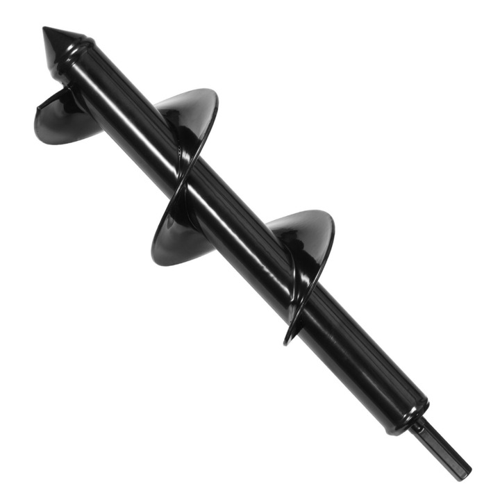 Burghiu spiral pentru plantare VEVOR, 80x300mm, din otel, pentru gaurire usoara, culoare neagra