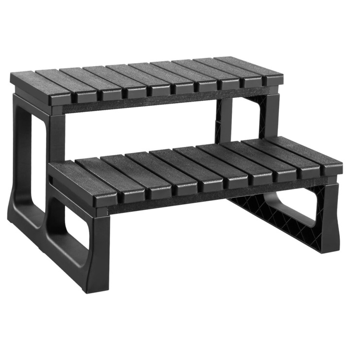 Lépcső hidromasszázs kádhoz, 2 fokozatú, VEVOR, 145 kg teherbírás, 610x535x365 mm méretek, fekete szín