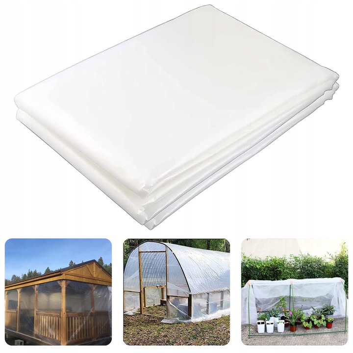 Plandeka transparenta de gradina, 2x10m, folie groasa de protectie, rezistenta la UV, reutilizabila