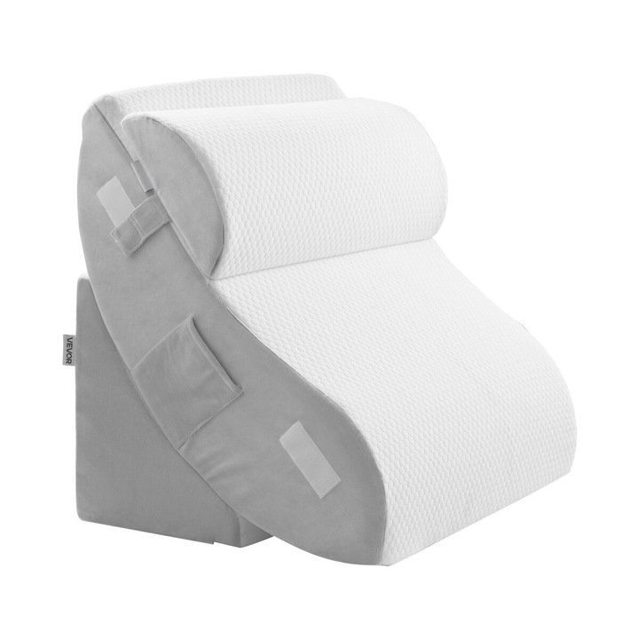 Set 4 Perne Wedge Ortopedice VEVOR, Alb/Gri, 20D Spuma cu Densitate Mare, 19x29x9in