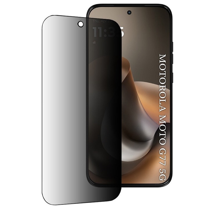 Folie sticla pentru Motorola Moto G77 / G67 111D Privacy Full Glue, negru