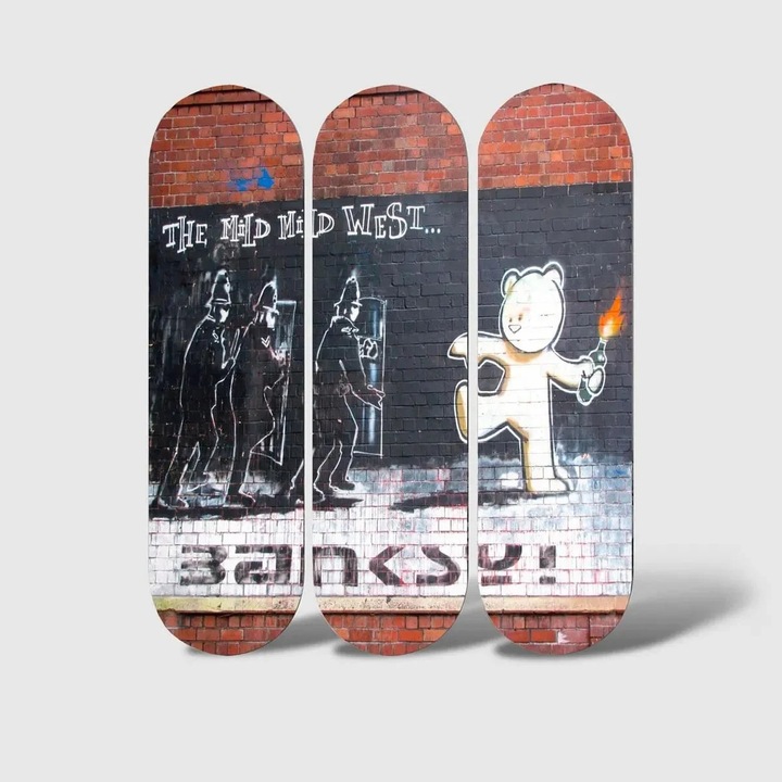 Set tablou decorativ Re-Bloom, 3 piese, MDF, multicolor, 20 x 70 cm