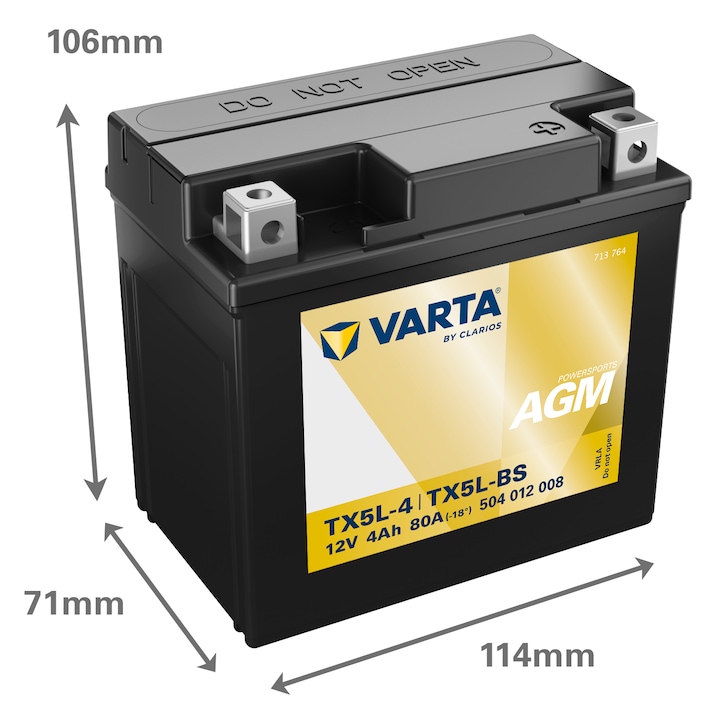 Baterie Moto AGM 12V 4Ah Varta Powersports TX5L-4 / TX5L-BS / 504012008