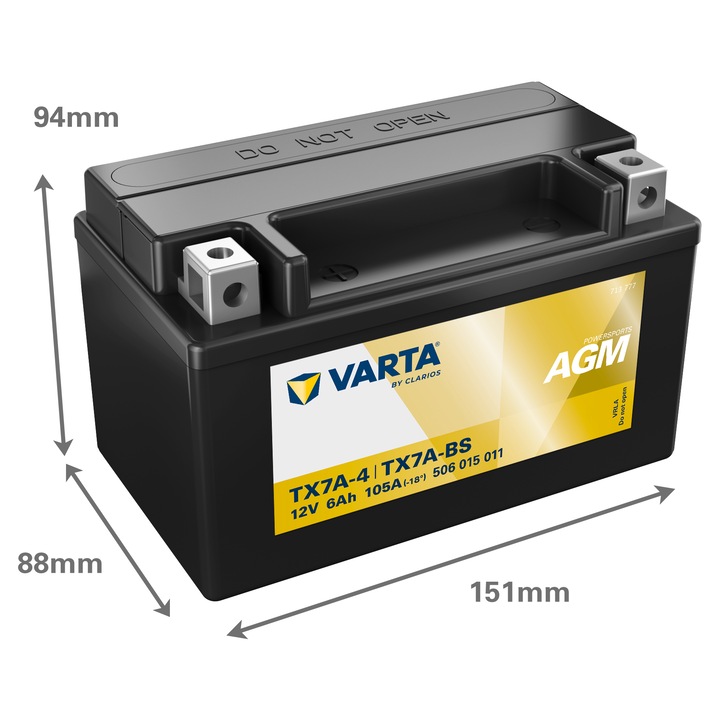 Baterie Moto AGM 12V 6Ah Varta Powersports TX7A-4 / TX7A-BS / 506015011