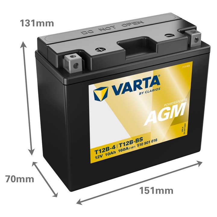 Baterie Moto AGM 12V 10Ah Varta Powersports T12B-4 / T12B-BS / 510901016