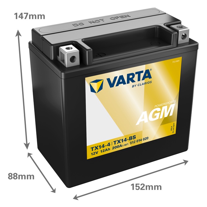 Baterie Moto AGM 12V 12Ah Varta Powersports TX14-4 / TX14-BS / 512014020