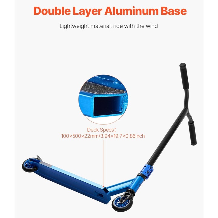 VEVOR Stunt roller, YTN-46 modell, alumínium váz, 27x21x31 hüvelyk, gyerekeknek és tinédzsereknek