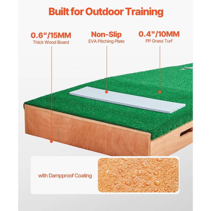 Movila de aruncare portabila VEVOR, 85 in, verde, capacitate 250 kg, material premium, baza ajustabila