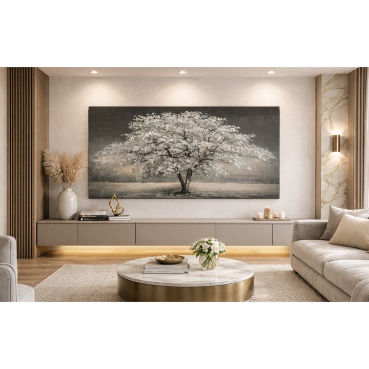 Tablou Reliefat 3D Pictat cu Pomul Vietii 140x70cm - Nirava